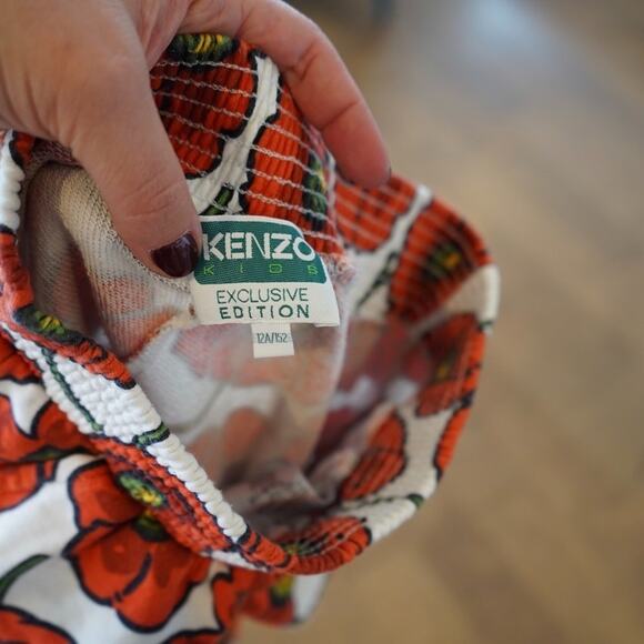 Kenzo Kids' Multicolor Shorts For Girl With Iconic Red Poppy And Logo 12A - Picture 3 of 6